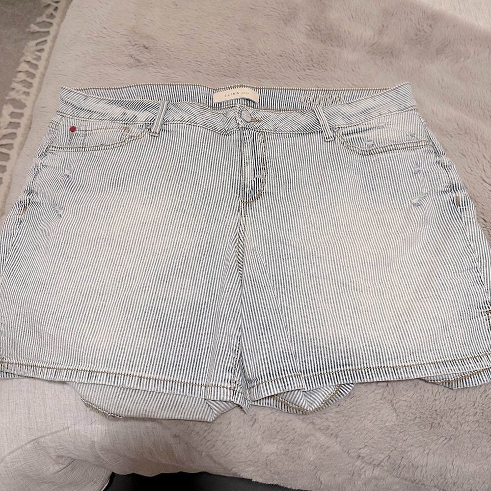 Slink Jeans Pinstripe Denim Shorts NEW